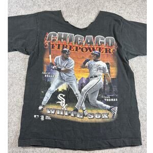 VTG 90s Chicago Firepower White Sox Pro Player Shirt Mens Albert Frank Graphic L